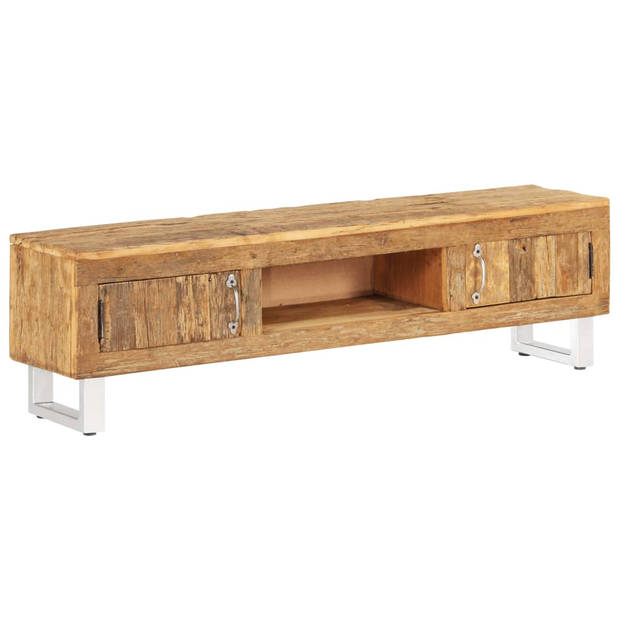 The Living Store TV-meubel Retro - Hout - 140x30x40 cm - Massief gerecycled hout - 2 deuren - The Living Store