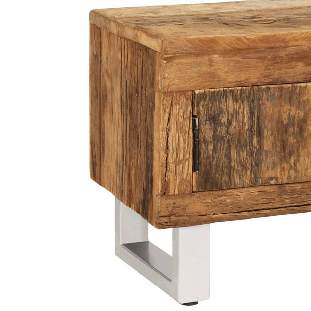 The Living Store TV-meubel Retro - Hout - 140x30x40 cm - Massief gerecycled hout - 2 deuren - The Living Store