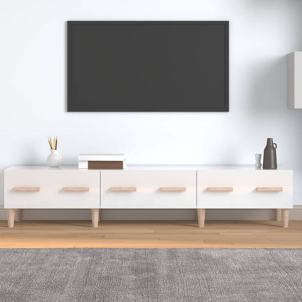 The Living Store TV-meubel Modern Hoogglans Wit - 150 x 34.5 x 30 cm - Opbergruimte - Stevig materiaal