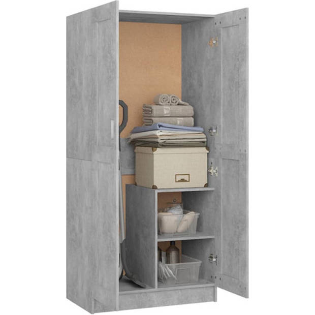 The Living Store Kledingkast 82-5x51-5x180 cm spaanplaat betongrijs - Kast