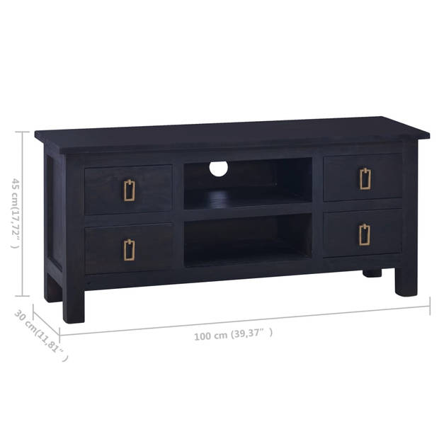 The Living Store TV-meubel Mahoniehout - 100 x 30 x 45 cm - Met 4 lades en 2 planken