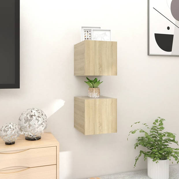 The Living Store TV-meubel Sonoma Eiken - 30.5 x 30 x 30 cm - Wandmontage - Links/Rechts Openend