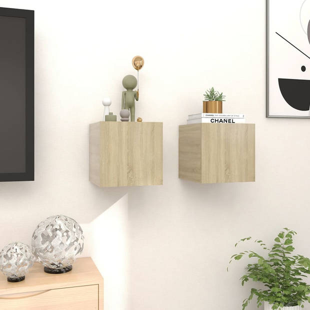 The Living Store TV-meubel Sonoma Eiken - 30.5 x 30 x 30 cm - Wandmontage - Links/Rechts Openend