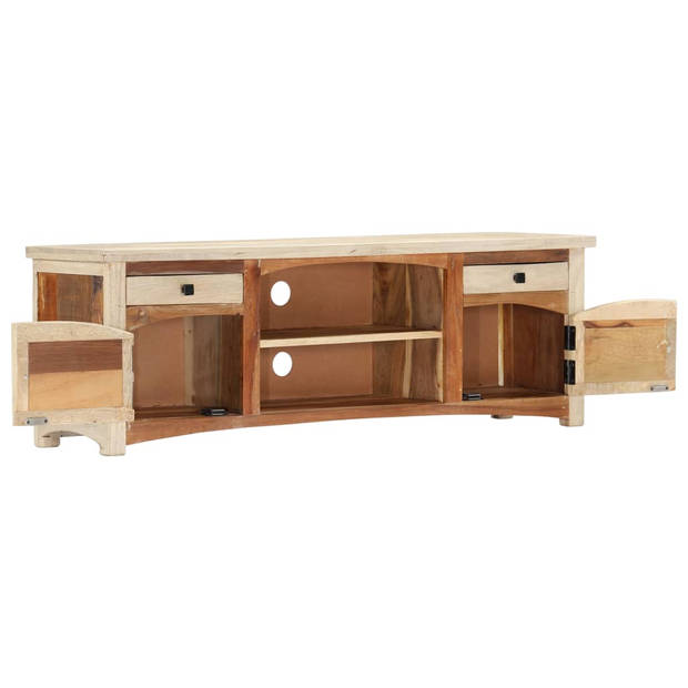 The Living Store Massief Mangohouten TV-kast - 120x30x40 cm - Gerecycled hout - Met 2 deuren - 2 lades en 2 vakken