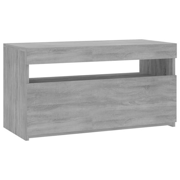 The Living Store TV-meubel Grey Sonoma Oak 75x35x40 cm - LED-verlichting - voldoende opbergruimte