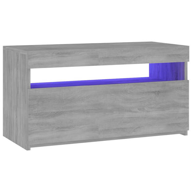 The Living Store TV-meubel Grey Sonoma Oak 75x35x40 cm - LED-verlichting - voldoende opbergruimte