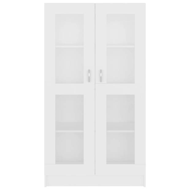 The Living Store Vitrinekast - Wit - 82.5 x 30.5 x 150 cm - Spaanplaat en glas