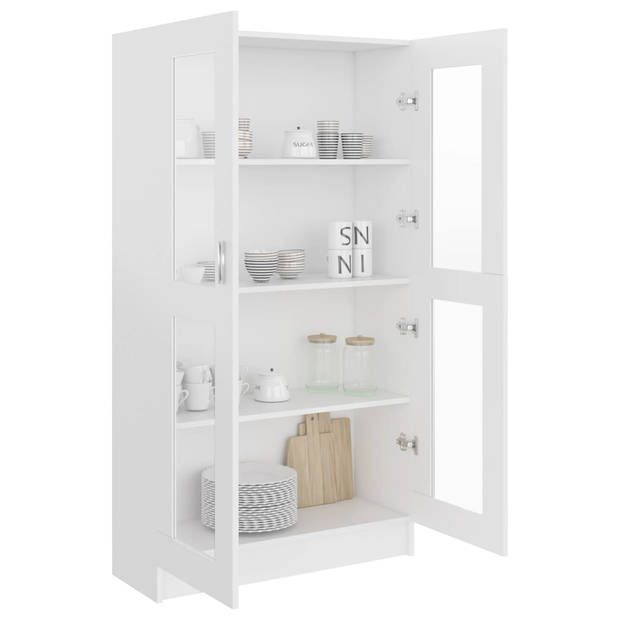 The Living Store Vitrinekast - Wit - 82.5 x 30.5 x 150 cm - Spaanplaat en glas