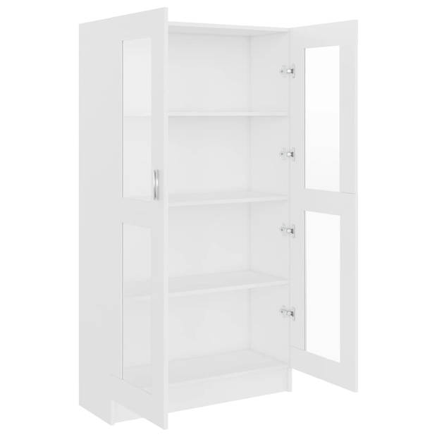 The Living Store Vitrinekast - Wit - 82.5 x 30.5 x 150 cm - Spaanplaat en glas