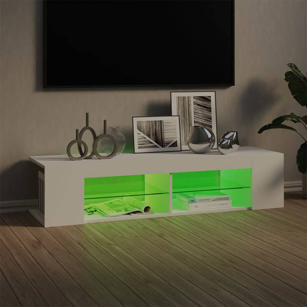 The Living Store tv-meubel New York - TV-meubels - 135 x 39 x 30 cm - wit - RGB LED-verlichting