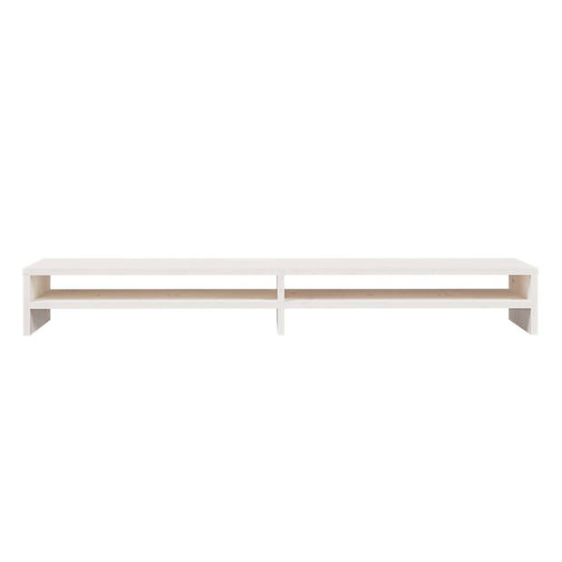 The Living Store Monitorstandaard Grenenhout - 100 x 24 x 13 cm - Opbergfunctie - Stress verminderend