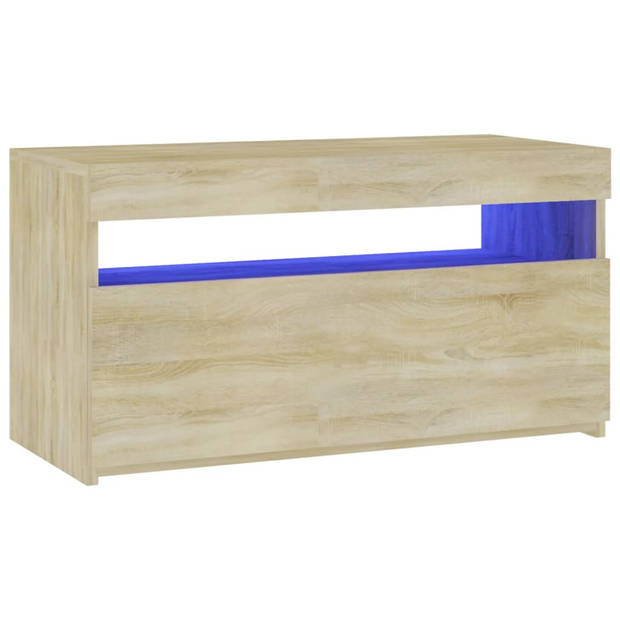 The Living Store TV-meubel Sonoma Eiken - 75x35x40 cm - LED-verlichting