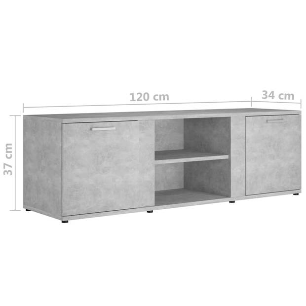 vidaXL Tv-meubel 120x34x37 cm bewerkt hout betongrijs