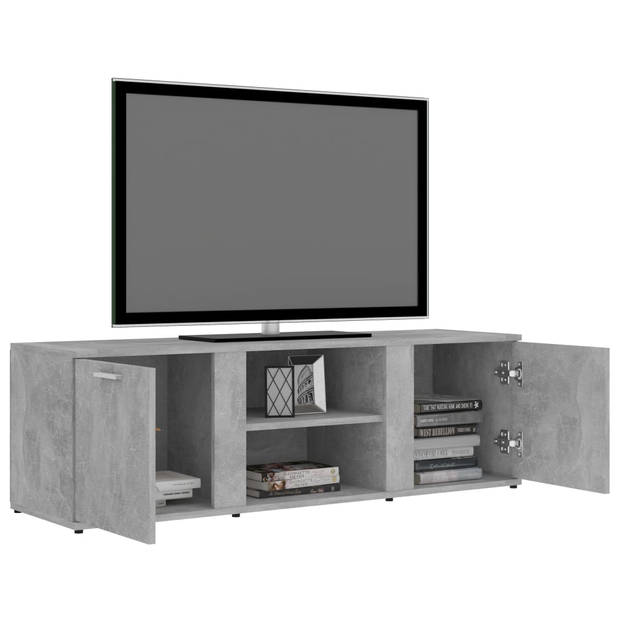 The Living Store TV-meubel - Klassieke stijl - Hoogwaardig bewerkt hout - 120x34x37cm - Betongrijs