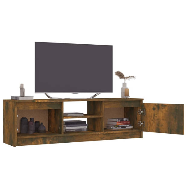The Living Store Tv-meubel Bewerkt Hout - 120 x 30 x 35.5 cm - Gerookt Eiken