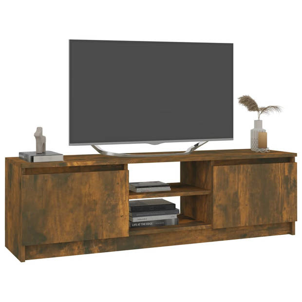 The Living Store Tv-meubel Bewerkt Hout - 120 x 30 x 35.5 cm - Gerookt Eiken