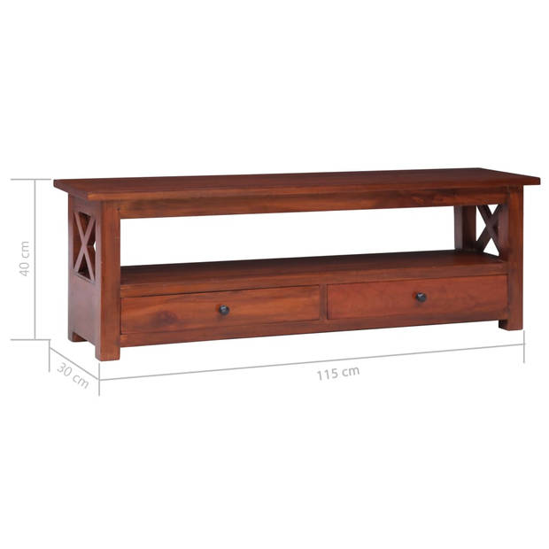 The Living Store Mahoniehouten TV-meubel - Vintage stijl - 115x30x40 cm