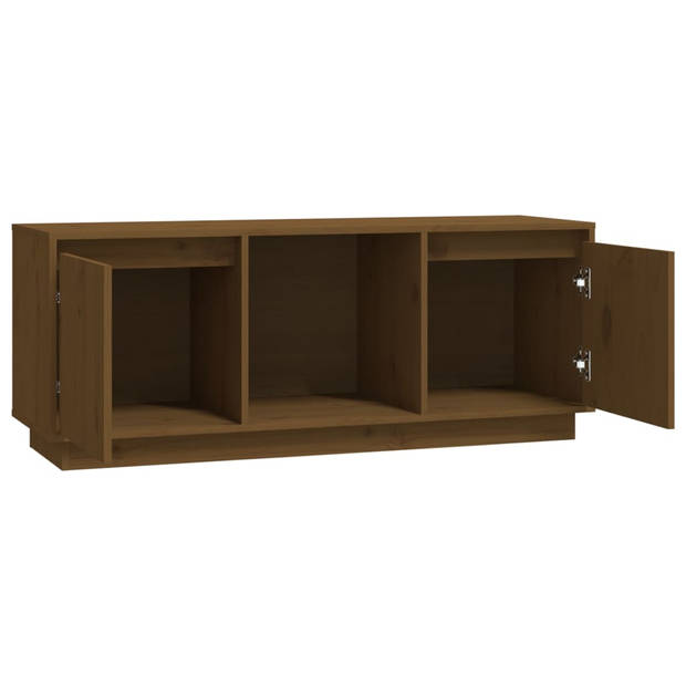 vidaXL Tv-meubel 110,5x35x44 cm massief grenenhout honingbruin