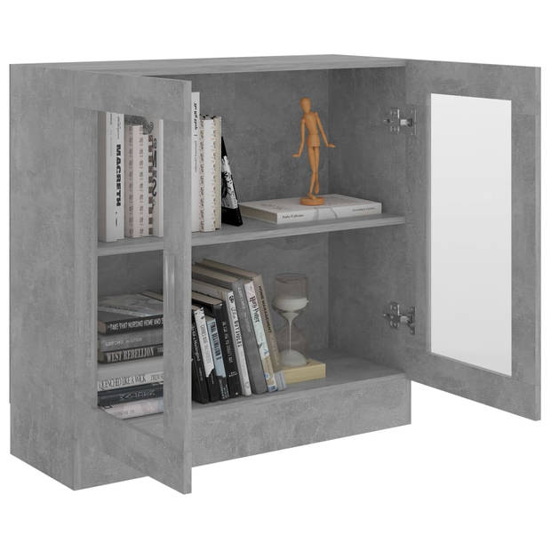 The Living Store Vitrinekast - Boekenkast - Betongrijs - 82.5 x 30.5 x 80 cm