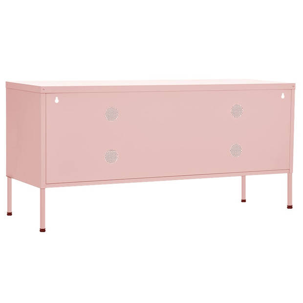 The Living Store Televisiemeubel - Roze Stalen TV Standaard - 105 x 35 x 50 cm - 2 Gaasdeuren