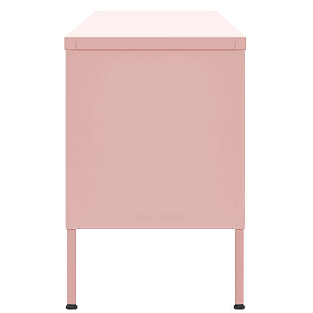 The Living Store Televisiemeubel - Roze Stalen TV Standaard - 105 x 35 x 50 cm - 2 Gaasdeuren