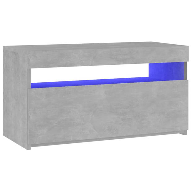 The Living Store TV-meubel - LED-verlichting - betongrijs - bewerkt hout - 75x35x40cm