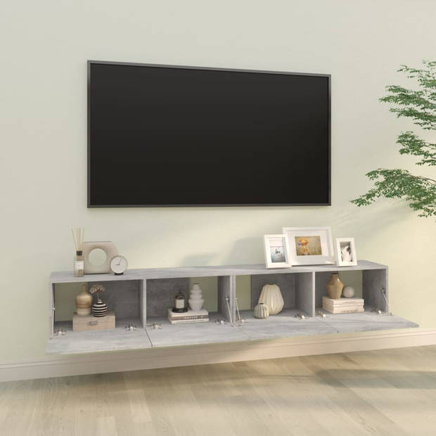The Living Store Wandgemonteerd tv-meubel - Betongrijs - 100 x 30 x 30 cm - Hoogwaardig bewerkt hout
