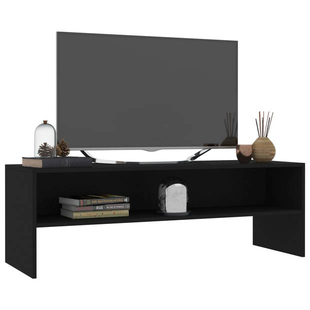 The Living Store Vintage TV-meubel - bewerkt hout - 120 x 40 x 40 cm - zwart