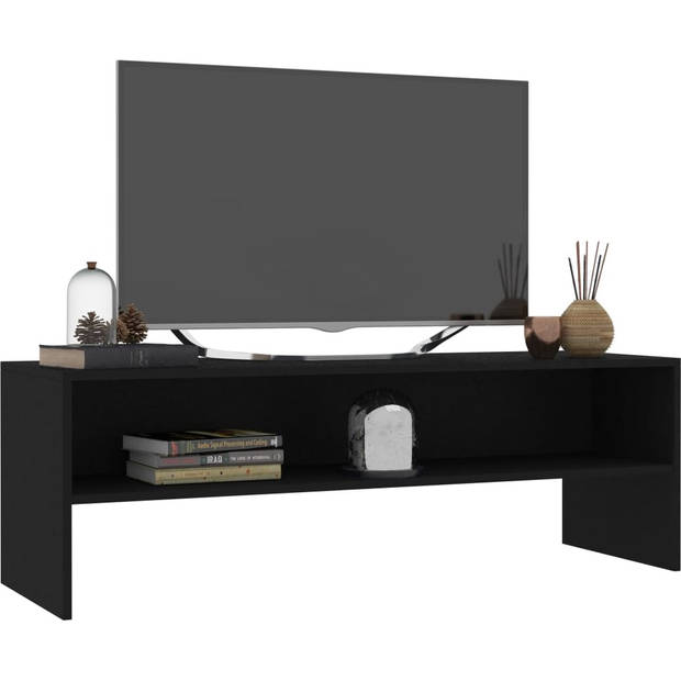 The Living Store Vintage TV-meubel - bewerkt hout - 120 x 40 x 40 cm - zwart