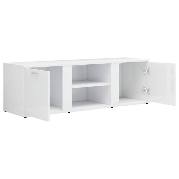 The Living Store Tv-meubel Klassiek - 120 x 34 x 37 cm - Hoogglans wit - Bewerkt hout