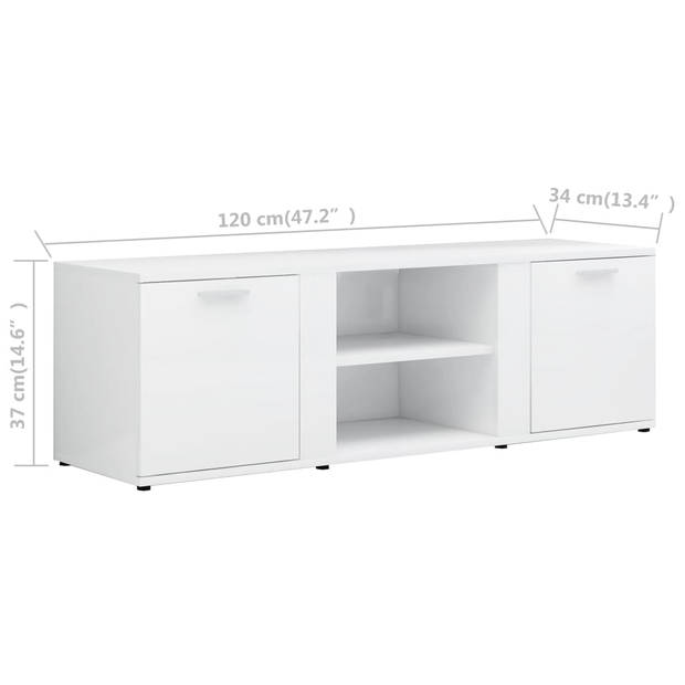 vidaXL Tv-meubel 120x34x37 cm bewerkt hout hoogglans wit