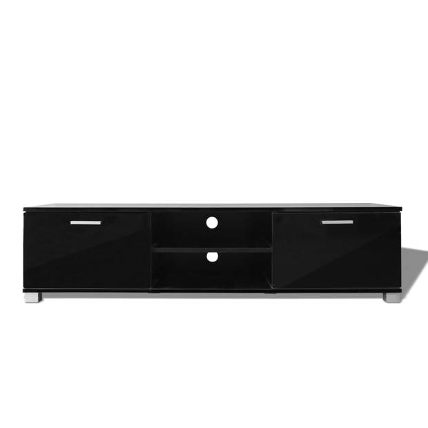 The Living Store TV-meubel hoogglans zwart 140x40.3x34.7cm - bewerkt hout en MDF - inclusief 2 schappen en 2 vakken met