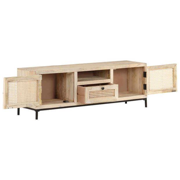 The Living Store Massief Mangohouten TV-meubel - 120 x 30 x 40 cm - Rustieke charme