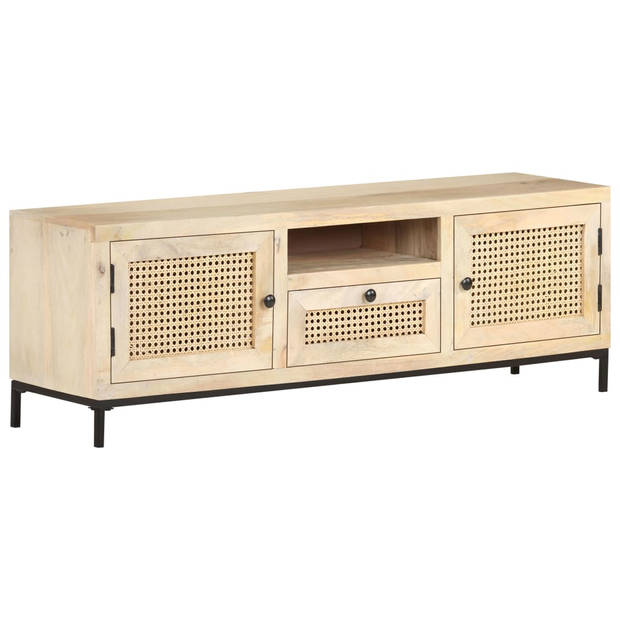 The Living Store Massief Mangohouten TV-meubel - 120 x 30 x 40 cm - Rustieke charme