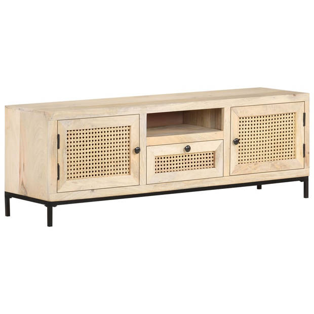 The Living Store Massief Mangohouten TV-meubel - 120 x 30 x 40 cm - Rustieke charme