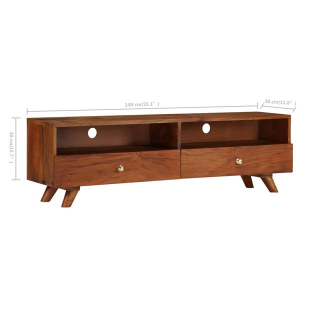 The Living Store Retro TV-kast - massief gerecycled hout - 140x30x40 cm - bruin