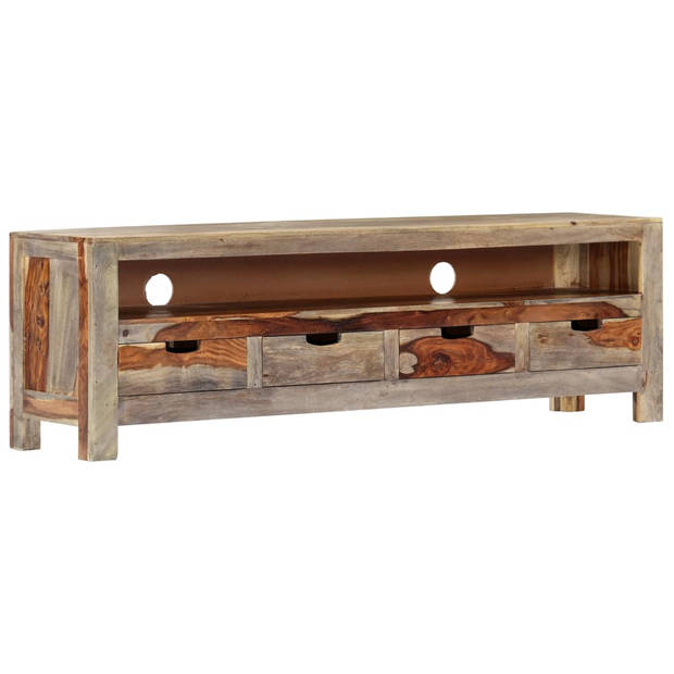 The Living Store Tv-meubel - sheeshamhout - 130 x 30 x 40 cm - 4 lades - natuurlijke uitstraling