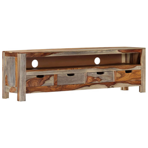 The Living Store Tv-meubel - sheeshamhout - 130 x 30 x 40 cm - 4 lades - natuurlijke uitstraling