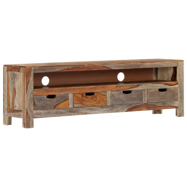 The Living Store Tv-meubel - sheeshamhout - 130 x 30 x 40 cm - 4 lades - natuurlijke uitstraling