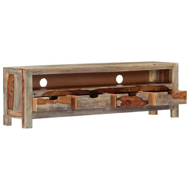 The Living Store Tv-meubel - sheeshamhout - 130 x 30 x 40 cm - 4 lades - natuurlijke uitstraling