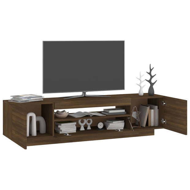 The Living Store TV-meubel LED-verlichting - 160x35x40 cm - Bewerkt Hout - Bruineiken