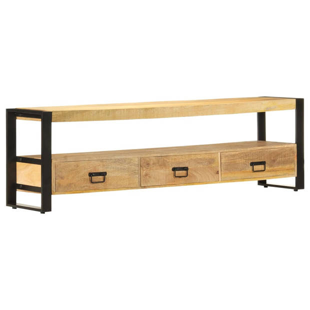 The Living Store TV-meubel Mangohout - 150 x 30 x 45 cm - 3 lades en 1 vak