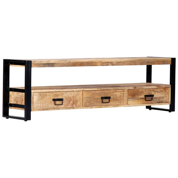 The Living Store TV-meubel Mangohout - 150 x 30 x 45 cm - 3 lades en 1 vak