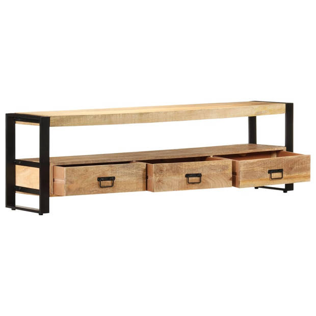 The Living Store TV-meubel Mangohout - 150 x 30 x 45 cm - 3 lades en 1 vak