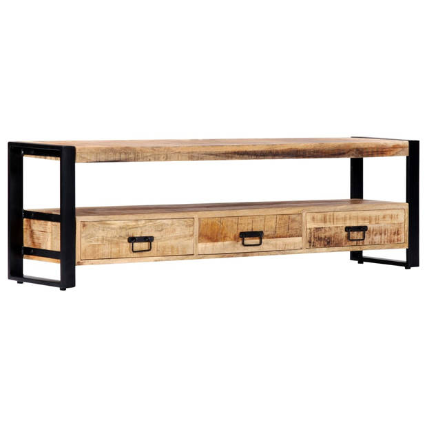 The Living Store TV-meubel Mangohout - 150 x 30 x 45 cm - 3 lades en 1 vak