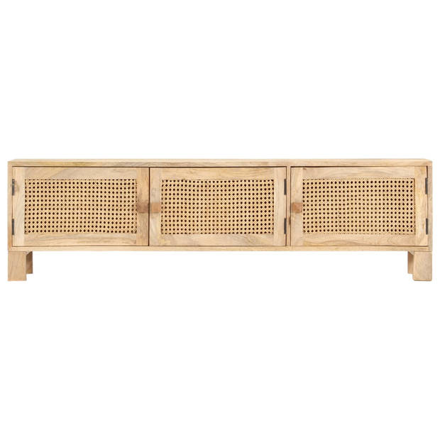 The Living Store Massief mangohouten TV-meubel - 140 x 30 x 40 cm - Met 3 deuren