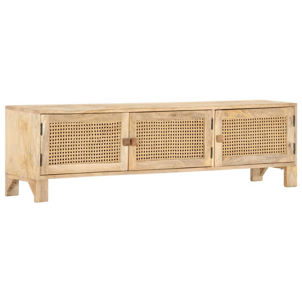 The Living Store Massief mangohouten TV-meubel - 140 x 30 x 40 cm - Met 3 deuren