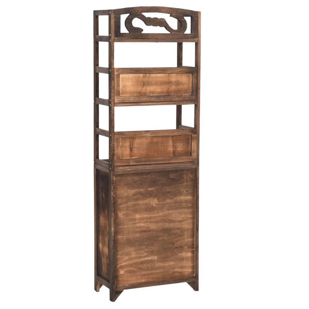 The Living Store Vitrinekast - Hout - 46 x 24 x 140 cm - Donkerbruin