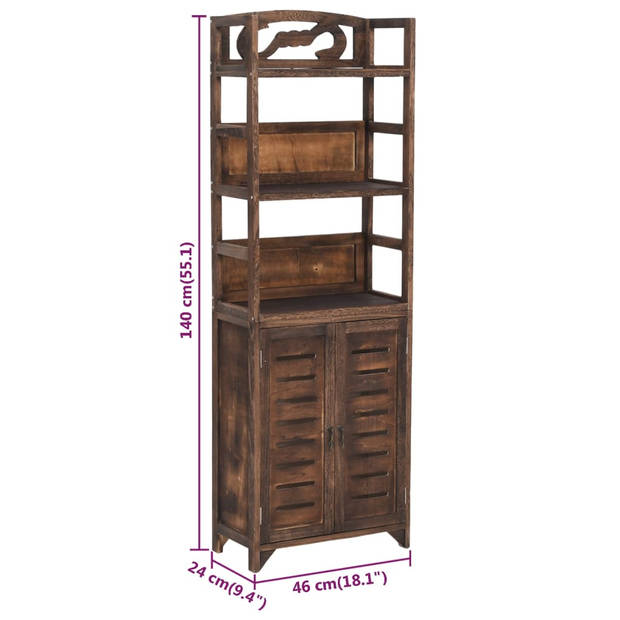 The Living Store Vitrinekast - Hout - 46 x 24 x 140 cm - Donkerbruin