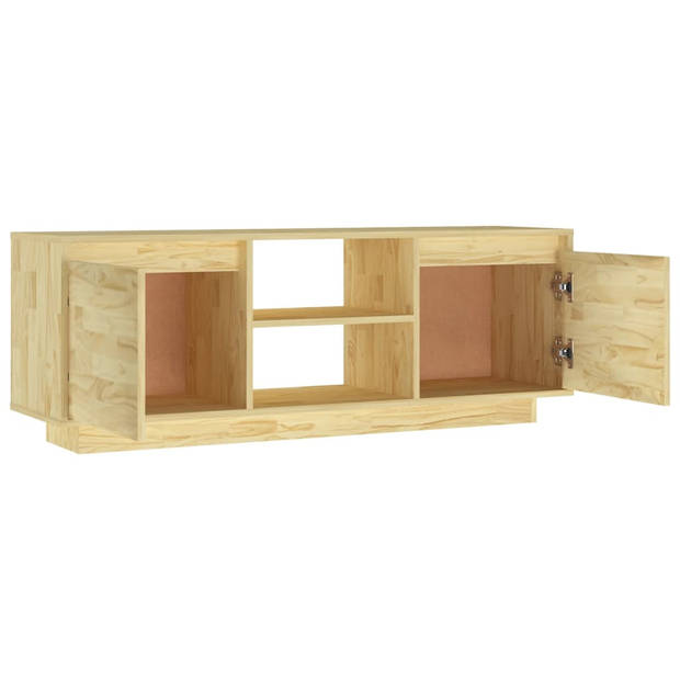 The Living Store TV-meubel - massief grenenhout - 110 x 30 x 40 cm - met lades en opbergschappen